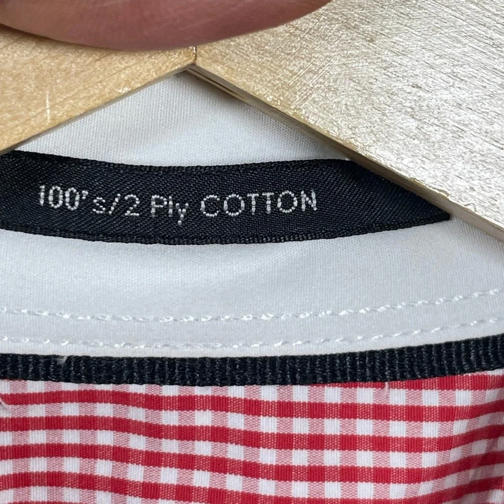 Club Monaco Dress Shirt Dapper Sartorial Men L Red White Gingham Contrast Collar